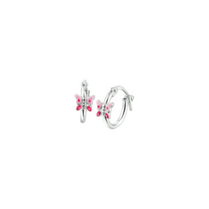 oorringen vlinder zilver wit