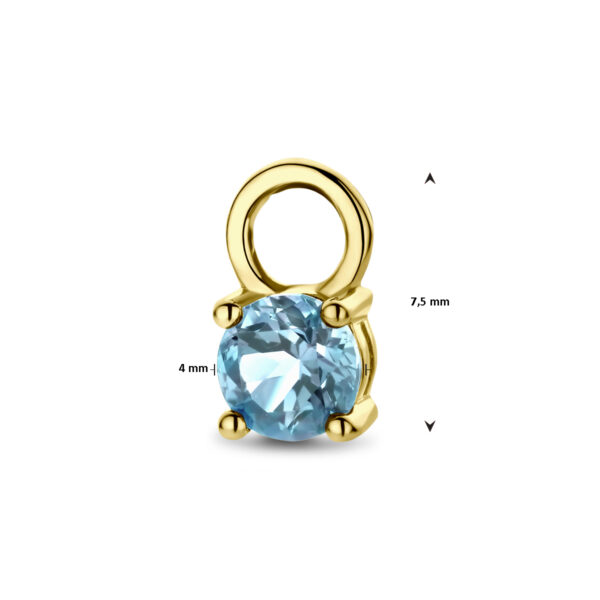 oorringhanger blauw topaas per stuk 14K geelgoud - Afbeelding 4