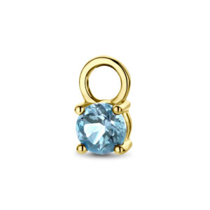 oorringhanger blauw topaas per stuk 14K geelgoud