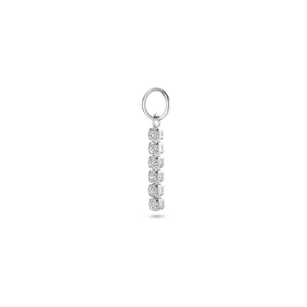 oorringhanger zirkonia per stuk 15 mm zilver gerhodineerd