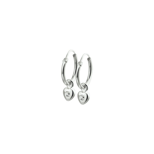 oorringhangers hart strass zilver gerhodineerd