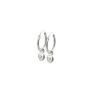 oorringhangers hart strass zilver wit