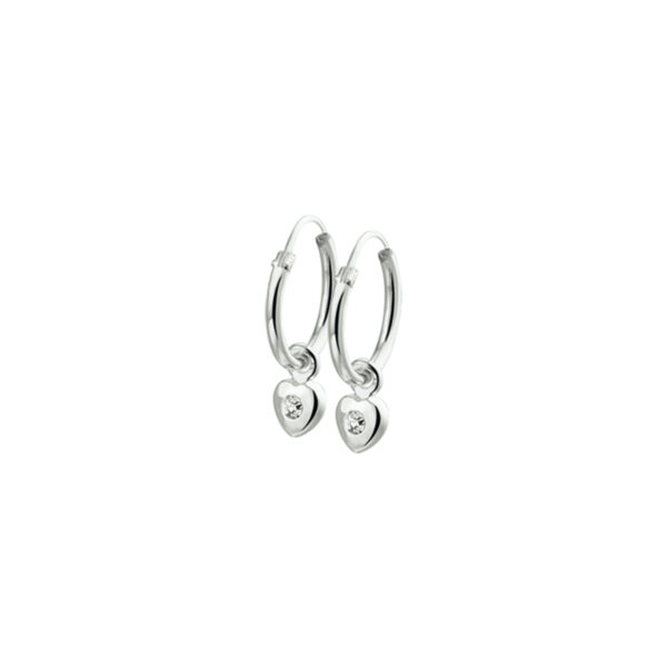 oorringhangers hart strass zilver wit