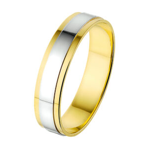 ring a417 - 5 mm - zonder steen 14K bicolor goud geel/wit