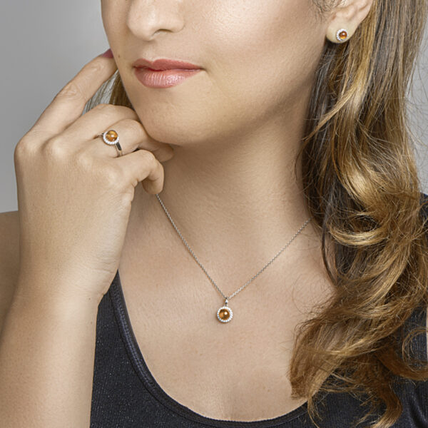 ring citrien en zirkonia zilver gerhodineerd - Afbeelding 3