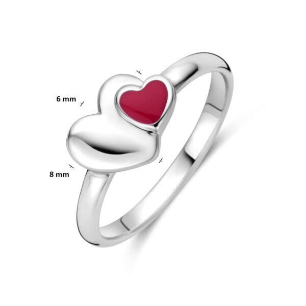 ring emaille hartje zilver gerhodineerd - Afbeelding 4