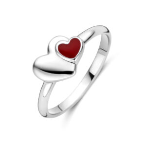 ring emaille hartje zilver gerhodineerd