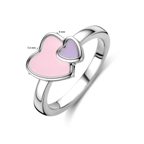 ring emaille hartjes zilver gerhodineerd - Afbeelding 4