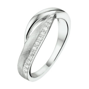 ring gescratcht zirkonia zilver gerhodineerd