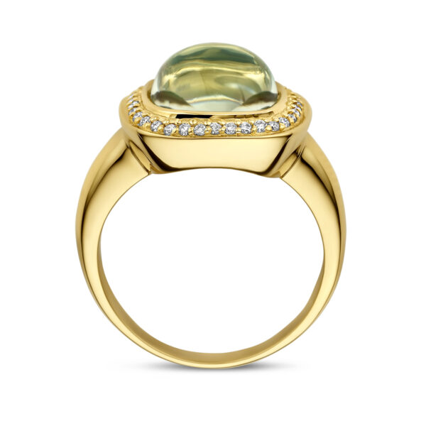 ring groen amethist en diamant 0.20ct h si halo 14K geelgoud - Afbeelding 3