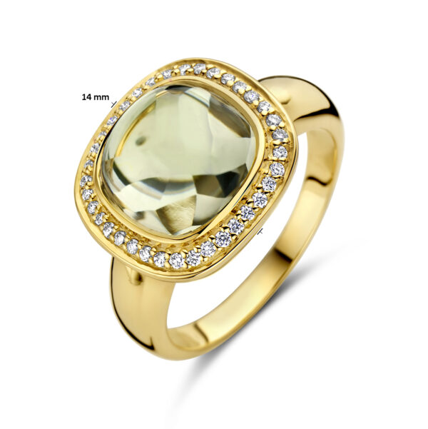ring groen amethist en diamant 0.20ct h si halo 14K geelgoud - Afbeelding 5