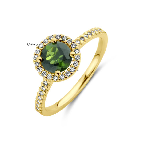 ring groen toermalijn en diamant 0.15ct h si 14K geelgoud - Afbeelding 5