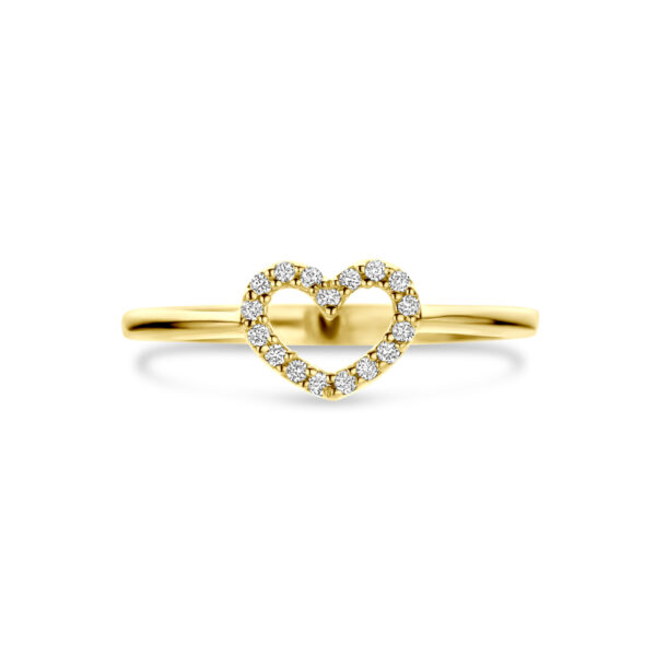ring hartje lab grown diamant 0.09ct g vs 14K geelgoud - Afbeelding 4