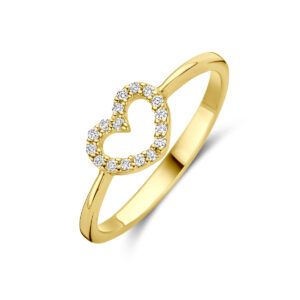 ring hartje lab grown diamant 0.09ct g vs 14K geelgoud