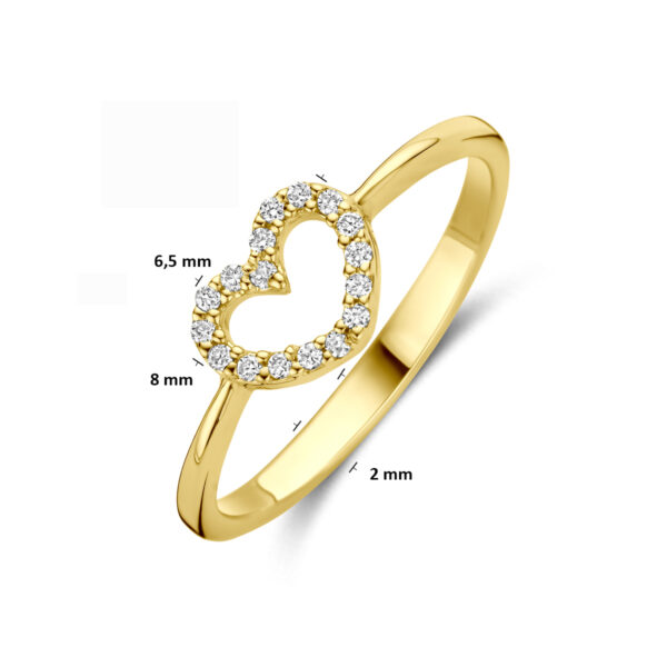 ring hartje lab grown diamant 0.09ct g vs 14K geelgoud - Afbeelding 5