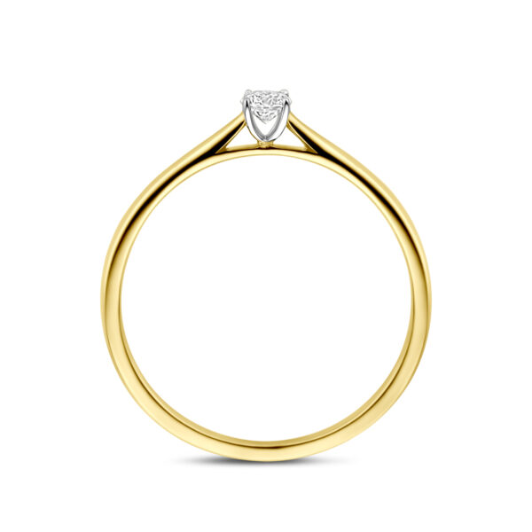 ring lab grown diamant 0.10ct h si 14K bicolor goud geel/wit - Afbeelding 3