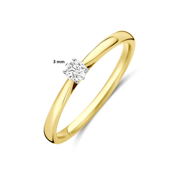 ring lab grown diamant 0.10ct h si 14K bicolor goud geel/wit - Afbeelding 5