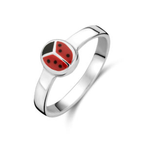 ring lieveheersbeestje zilver wit