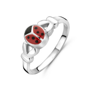 ring lieveheersbeestje zilver wit