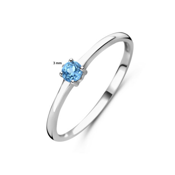 ring met geboortesteen blauw topaas december zilver gerhodineerd - Afbeelding 4