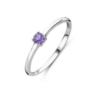 ring met geboortesteen licht amethist juni zilver gerhodineerd