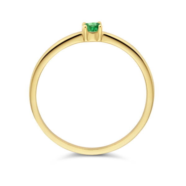 ring met geboortesteen smaragd mei 14K geelgoud - Afbeelding 4