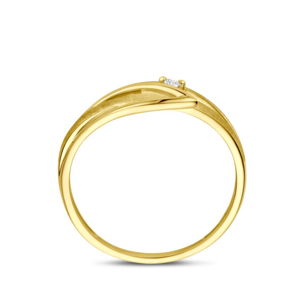 ring poli/mat diamant 0.02ct h si 14K geelgoud - Afbeelding 3