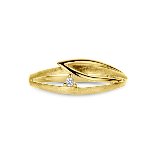 ring poli/mat diamant 0.02ct h si 14K geelgoud - Afbeelding 4