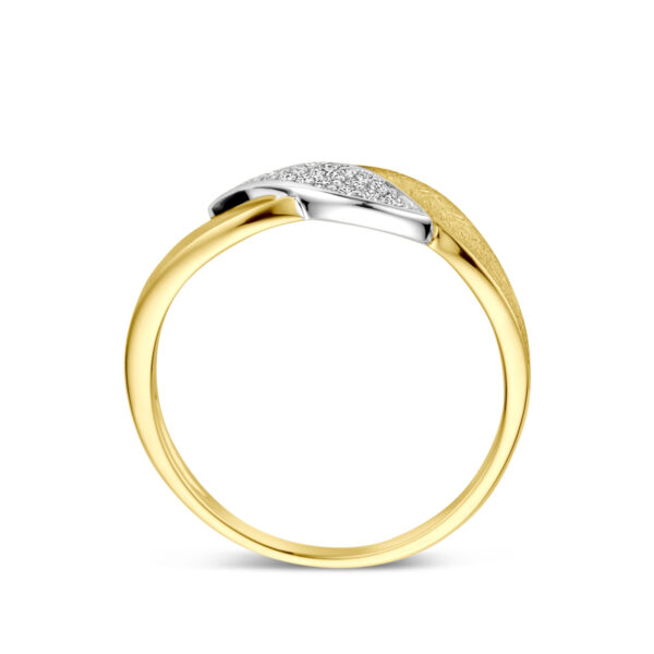ring poli/mat diamant 0.08ct h si 14K bicolor goud geel/wit - Afbeelding 3