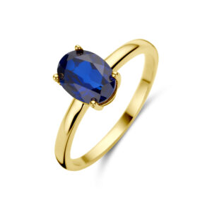 ring saffier 14K geelgoud