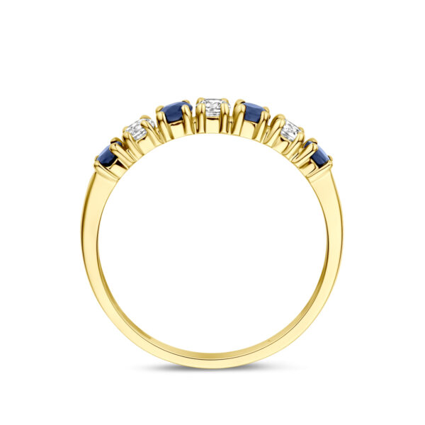 ring saffier en zirkonia 14K geelgoud - Afbeelding 3