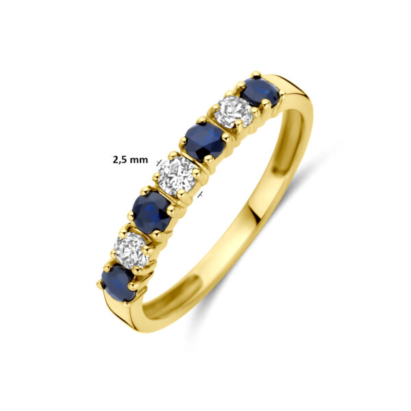 ring saffier en zirkonia 14K geelgoud - Afbeelding 5
