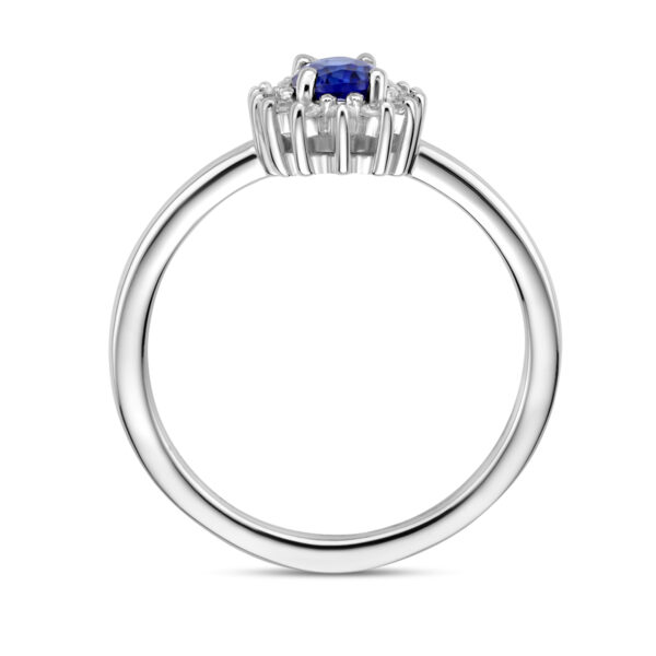 ring synth. saffier en zirkonia halo zilver gerhodineerd - Afbeelding 3