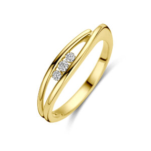 ring trilogie diamant 0.10ct h si 14K geelgoud