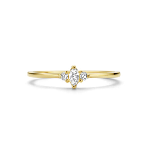 ring trilogie zirkonia 14K geelgoud - Afbeelding 4