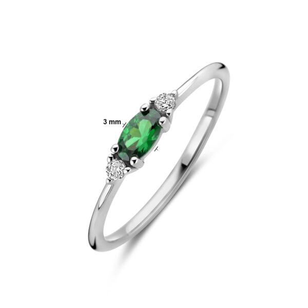 ring wit en groen zirkonia zilver gerhodineerd - Afbeelding 4