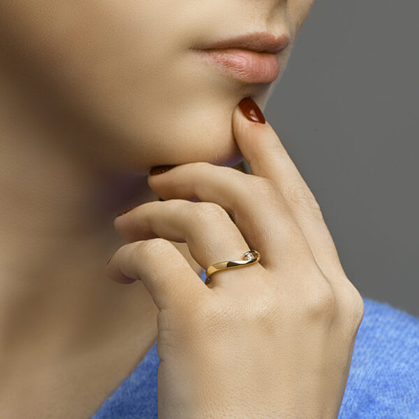 ring zirkonia 14K bicolor goud geel/wit - Afbeelding 2