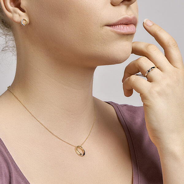 ring zirkonia 14K bicolor goud geel/wit - Afbeelding 3