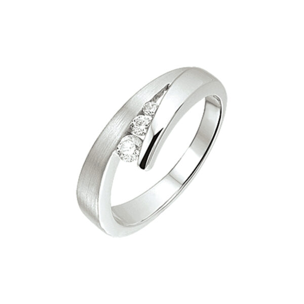 ring zirkonia poli/mat zilver gerhodineerd - Afbeelding 2