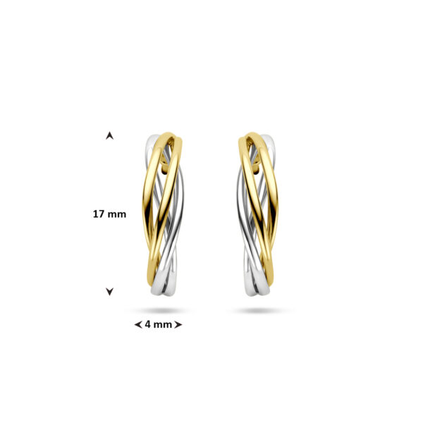 stekeroorringen 17 mm 14K bicolor goud geel/wit - Afbeelding 4