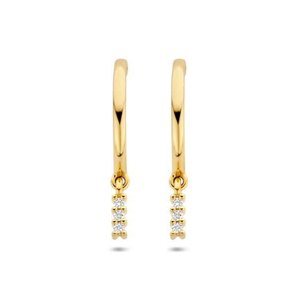 stekeroorringen diamant 0.05ct (2x0.025ct) h si 14K geelgoud - Afbeelding 3