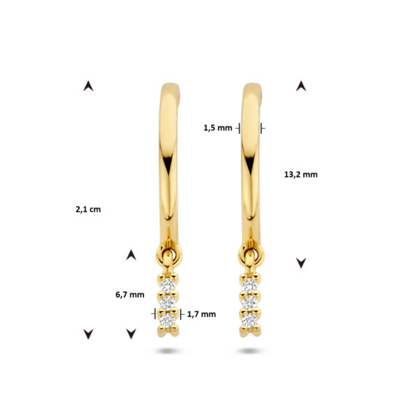 stekeroorringen diamant 0.05ct (2x0.025ct) h si 14K geelgoud - Afbeelding 4