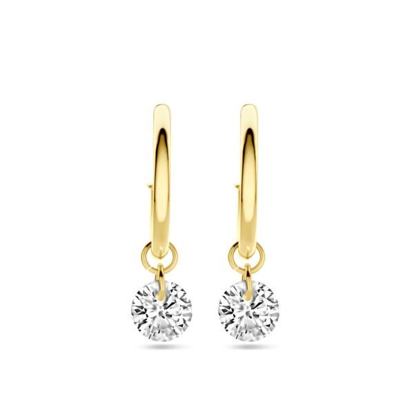 stekeroorringen zirkonia 19 mm 14K geelgoud - Afbeelding 3