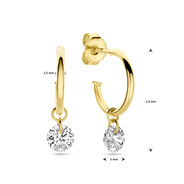 stekeroorringen zirkonia 19 mm 14K geelgoud - Afbeelding 4