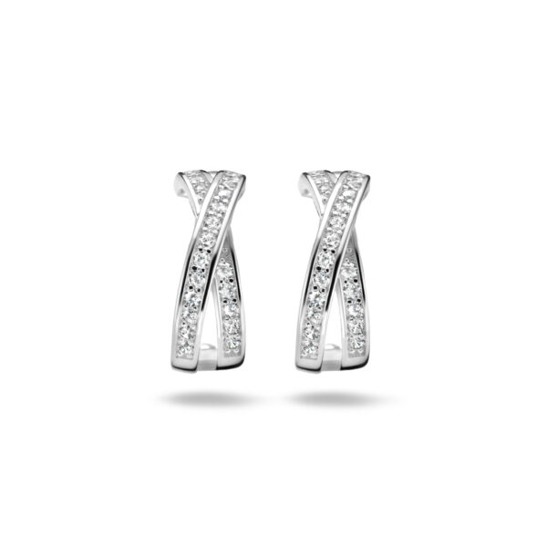 stekeroorringen zirkonia zilver gerhodineerd - Afbeelding 3