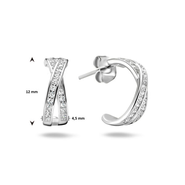 stekeroorringen zirkonia zilver gerhodineerd - Afbeelding 4