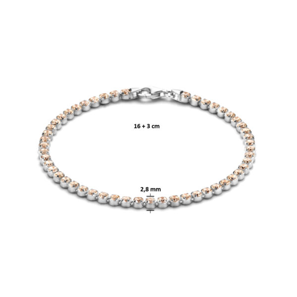 tennisarmband champagne zirkonia 2,8 mm 16 + 3 cm zilver gerhodineerd - Afbeelding 3