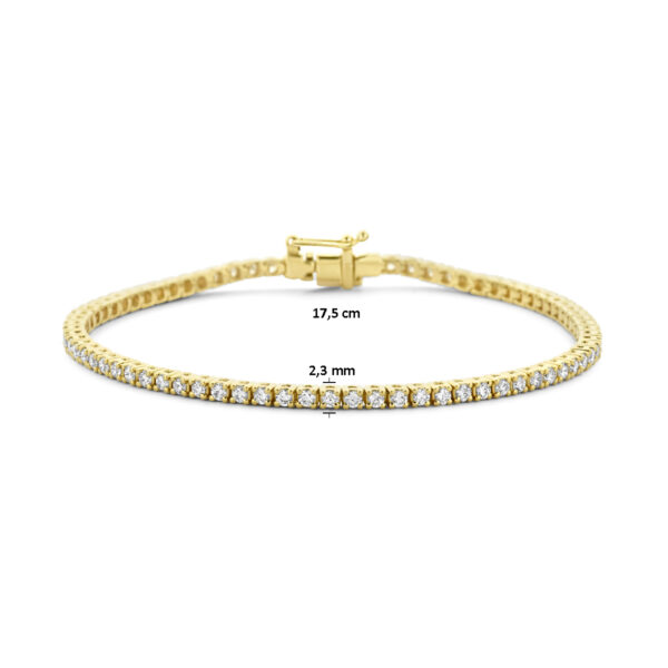 tennisarmband lab grown diamant 2.00ct g si 2,3 mm 17,5 cm 14K geelgoud - Afbeelding 3