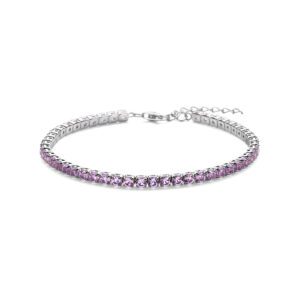tennisarmband paars zirkonia 3,0 mm 17 + 3 cm zilver gerhodineerd