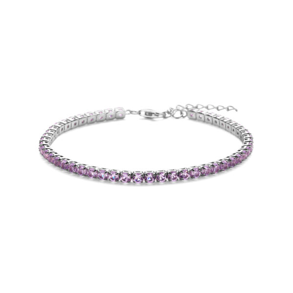 tennisarmband paars zirkonia 3,0 mm 17 + 3 cm zilver gerhodineerd